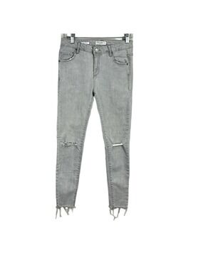 Pull & Bear Skinny Low Waist Distressed Raw Hem Jeans Size 6